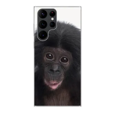 Produktbild von MuchoWow® Handyhülle Schutzhülle Hülle für Samsung Galaxy S22 Ultra Affe - Schimpanse - Porträt - Kinder - Jungen - Mädchen Silikon Softcase Handy Hülle - Abbildung