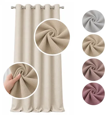 Produktbild von MEBLEODNOWA, Verdunkelungsvorhang, Vorhang Verdunkelnd, Leinwand, Dick, Beige, 140x250cm, Ösenvorhang, Pflegeleichter, Lichtdämpfender Vorhang