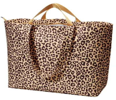 Produktbild von Reisetasche XXL 60L, faltbare Weekender, Reißverschluss, 40x55x25 cm, Leopard, für Reisen
