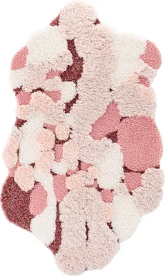 Produktbild von Badteppich - 50x80 cm - Rosa - 3D-Effekt - Rutschfest - Maschinenwaschbar - Weicher Teppich - GAIA