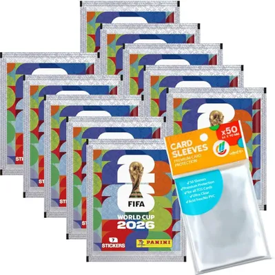 Produktbild von World Cup 2026 Sticker - 10 Tüten + Exklusive Collect-it Hüllen (Eigenmarke Bundle)