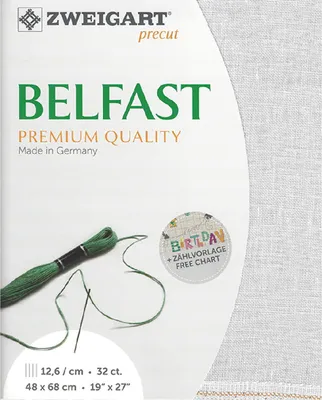 Obrázok produktu pre Počítacia látka BELFAST Zweigart Precut 32 ct. 3609 farba 7011 svetlosivá, vyšívacia látka zo 100% ľanu na vyšívanie 48x68 cm