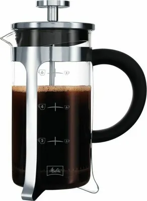 Produktbild von Melitta French Press Premium (8 Tassen), Französische Presse, Schwarz, Edelstahl, Transparent, 8 Tassen, Glas, Edelstahl