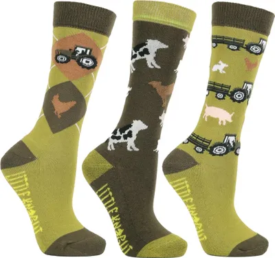 Immagine prodotto di Little Rider - Calze da stivale "Farm Collection" per bambini (confezione da 3) BZ5675 (25 EU - 31 EU) (verde oliva)