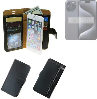 Produktbild von K-S-Trade Schutz Hülle kompatibel mit Apple iPhone Pro Max Klapphülle Case Phone cover Slim Handytasche Handy Hülle schwarz aus Kunstleder (1 Stk)