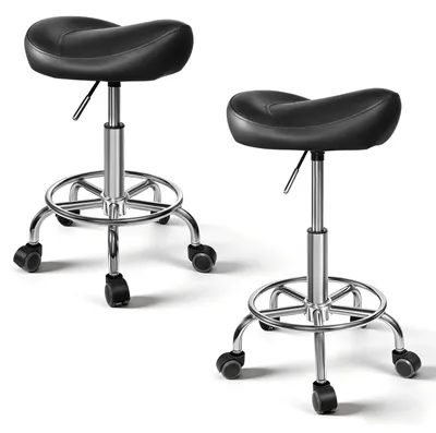 Image de Tabouret de selle - Chaise de selle - Réglable en hauteur - Pivotant à 360° - Assise rembourrée - Structure métallique - Montage requis