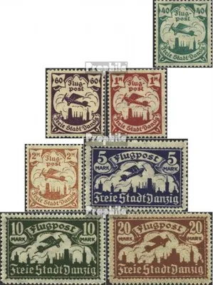 Produktbild von Briefmarken Danzig 1923 Mi 112-118 (kompl.Ausg.) mit Durchstich, Zähnung evtl. fehlerhaft postfrisch Flugpost