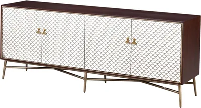 Zdjęcie produktu dla FURNLUX Kredens Stylowy Kremowo-Biały I Orzechowo-Złoty 180cm / Kolor Główny: Beżowy / Wymiary: 180 x 70 x 40 cm