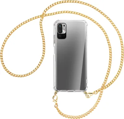 Produktbild von Handykette Backcover-Schutzhülle mit Band (Metall goldfarben) für Xiaomi Redmi Note 10 5G - goldfarbene Kette