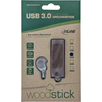Zdjęcie produktu dla InLine 35065W, 128 GB, USB Typu-A, 3.2 Gen 1 (3.1 Gen 1), 200 MB/s, Obrotowy, Czarny, Srebrny