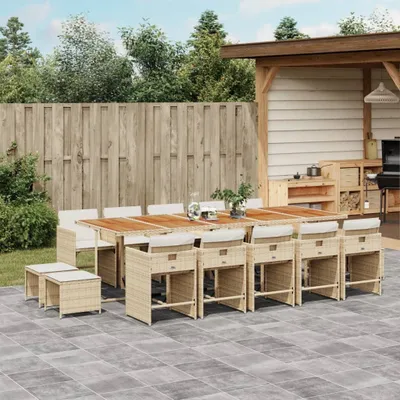 Productafbeelding van Maison Exclusive - Tuinset voor buiten, 15-delig, met kussens, beige, van polyrotan