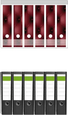 Produktbild von Wallario 6 Stück breite Ordner inkl. Klebeetiketten mit Motive Rote Ledertür -  Set mit Rückenschildern / Ordnerrücken Stickern