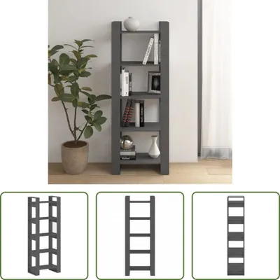 Produktbild von The Living Store Bücherregal/Raumteiler Grau 60x35x160 cm Massivholz