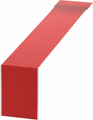A red table runner is shown diagonally against a white background.