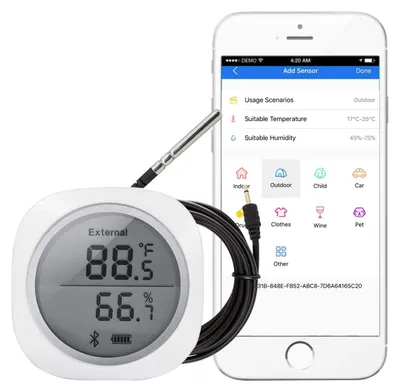 Zdjęcie produktu dla Termometr i higrometr Bluetooth z inteligentnym wyświetlaczem LCD i aplikacją