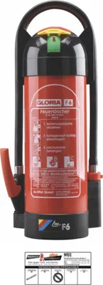 Produktbild von Gloria F 6 GX  Pulverfeuerlöscher Design m. Wandhalterung u. Plakette 55A 233B = 15LE