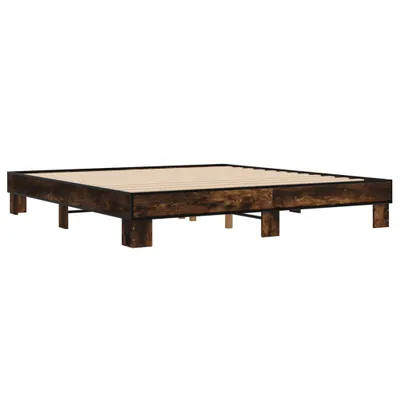 Produktbild von Bettgestell Räuchereiche 200x200 cm Holzwerkstoff und Metall