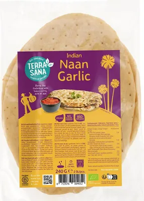 CHLEB NAAN CZOSNKOWY BIO 240 g - TERRASANA