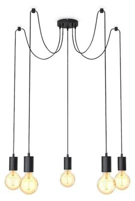 Produktbild von B.K.Licht Pendelleuchte 5-flammig Schwarz E27 Retro Vintage Spinnenlampe BKL1328