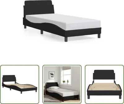 Produktbild von The Living Store Bettgestell mit Kopfteil Schwarz 90x200 cm Stoff