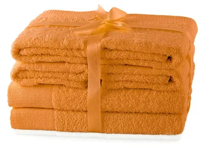 Produktbild von Handtuchset 2 Duschtücher, 2x Handtücher, mit Bordüre aus 100% Baumwolle Terrakotta