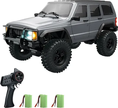 Zdjęcie produktu dla Samochód zdalnie sterowany, akumulator 2,4 GHz 4WD, elektryczny pojazd terenowy ze światłami LED, 3 baterie, prezent 1:18 dla chłopców, dziewczynek, dzieci, srebrnoszary