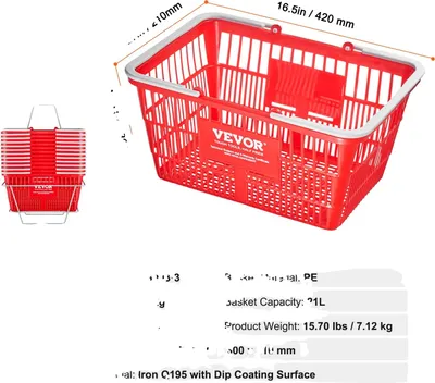 Zdjęcie produktu dla Wózek na zakupy, 12-częściowy zestaw, trwały materiał PE, 21 l