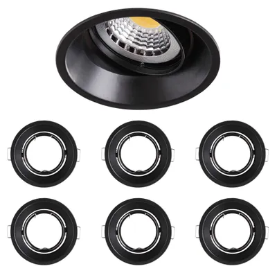Produktbild von 6x Einbaurahmen Schwarz 827B Ø75 mm für MR16 Leuchtmittel, schwenkbar, Alu-Druckguss