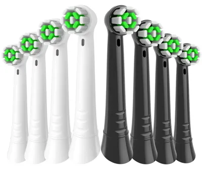 Obrázok produktu pre Náhradné hlavice kefiek, kompatibilné s Oral B iO, s dlhotrvácnymi štetinami, 4 biele, 4 čierne