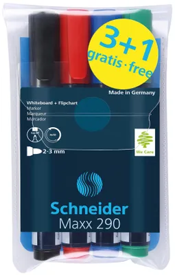 Produktbild von Schneider Boardmarker Maxx 290 Rundspitze Etui 4 Stück