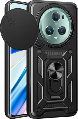 Produktbild von Hülle für Honor Magic5 Lite Magnetische Ring Ständer Halter Dia Kameraschutz TPU Bumper Silikon Schutzhülle Schwarz