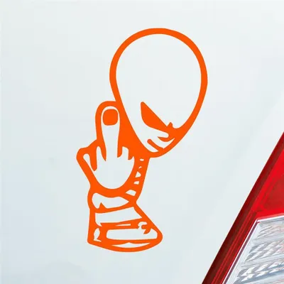 Produktbild von Auto Aufkleber Alien Außerirdischer Mittelfinger Tuning 12x7 cm Orange Sticker Heckscheibenaufkleber