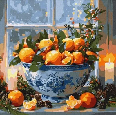 Immagine prodotto di Dipingere con i numeri - Agrumi in un vaso 40x40 cm - Ideyka