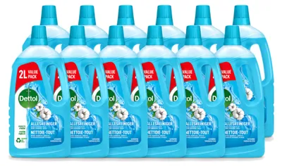 Produktbild von 12 x Dettol Power & Fresh Allesreiniger Katoenfrisch - 2 l - Vorteilspackung - 12 Stücke