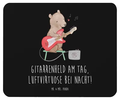 Produktbild von Mr. & Mrs. Panda Mousepad Gitarrenheld - Schwarz - Geschenk, laptop, Melodie, Instrument lernen, Akustik, Mouse Pad, Freiheit, Abenteuer, Musik, mauspad, Liebe