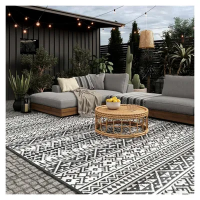 Produktbild von Outdoor-Teppich 200x300 cm, wetterfest und leicht - 2,3 kg, Picknickdecke für den Außenbereich, Vorzeltteppich aus Kunststofffasern