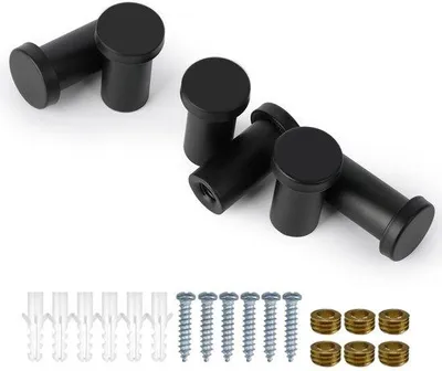 Produktbild von Kleiderbügelset, 6 Stück, schwarz, Wandkleiderbügel, schwarz, für Badezimmer, Schlafzimmer