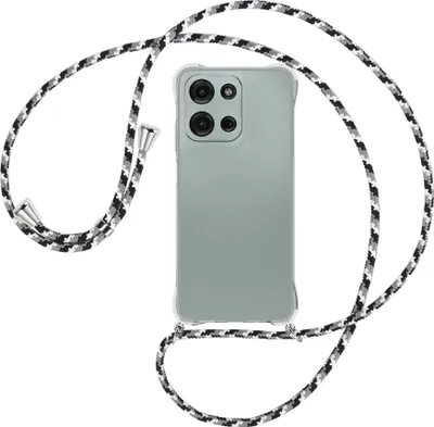 Produktbild von Handykette Backcover-Schutzhülle mit Band (Metall silberfarben) für Motorola Moto G Play 4G (2025) - schwarz/grau/weiß