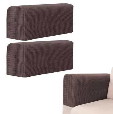 2 Armlehnenbezüge, dunkelbraun, weich, Antirutsch, für Sofa und Sessel