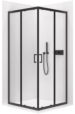 Productafbeelding van CERANO - Douchecabine Fabrizio L/P - 5 mm - zwart mat, transparant glas - 80x80x195 cm - schuifdeur