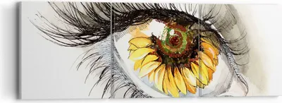 Produktbild von Bild auf Leinwand - Leinwandbild - Sonnenblume Auge Computer Blume - 90x30cm - Wand Bild - Wanddeko - Leinwanddruck - Bilder - Kunstdruck - Wanddekoration - Leinwand bilder - Wandkunst - CA90x30-3003
