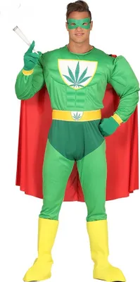 Produktbild von Herren-Kostüm Marihuana Hanf Superheld mit Muskeln, Größe:M