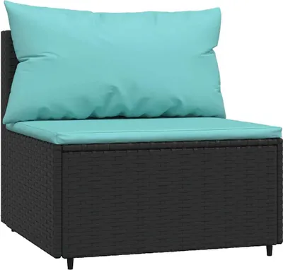 Obrázok produktu pre vidaXL Záhradné centrum Pohovka s vankúšom Black Poly Rattan