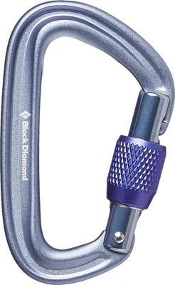 Liteforge Screwgate Karabiner von Black Diamond; silber mit lila Schraubverschluss; für Klettern geeignet.