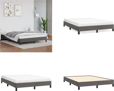 Produktbild von vidaXL Bettgestell Grau 140x190 cm Kunstleder - Bettgestell - Bettgestelle - Bett - Schlafzimmermöbel