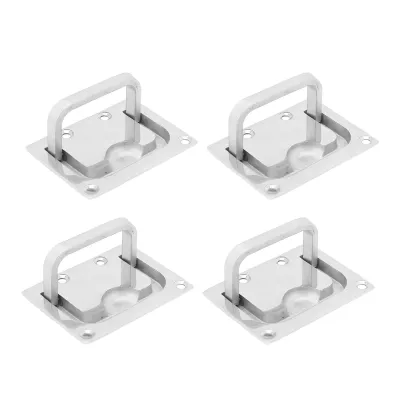 Image de 4 anneaux de tirage affleurants pour armoires de bateau, en acier inoxydable 316, avec anneau carré, pour meubles et fenêtres