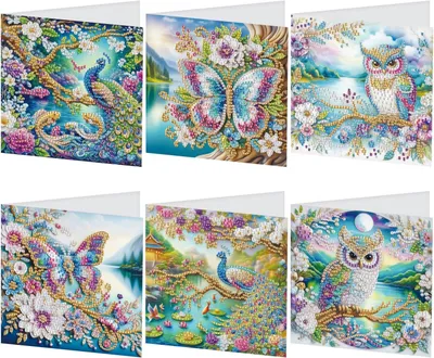 Imagen del producto de Kits de pintura con diamantes, 6 unidades, ideales para cumpleaños, set de manualidades "hazlo tú mismo"