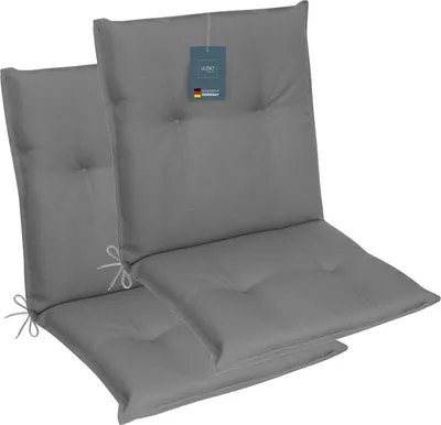 Produktbild von LILENO HOME Gartenstuhl Auflagen als [2er Set - Niedriglehner] in Mittelgrau SD - bequeme Liegen als Sitzauflagen für Gartenmöbel - Stuhlkissen für Gartenstühle und Klappstühle MAR