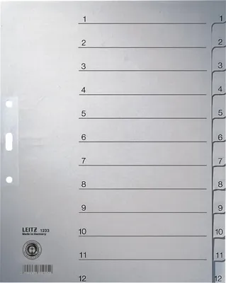 Produktbild von Leitz Zahlenregister - DIN A4+ - 1-12 - Tauenpapier - grau - 12 Blatt