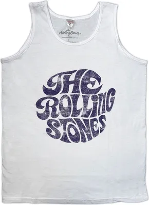 Image de The Rolling Stones - "70s" Top Logo pour homme/femme unie RO2322 (L) (Blanc)